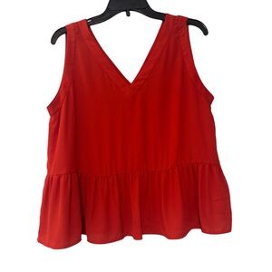 LOFT Red Peplum Tank Top Blouse V-Neck - Size M